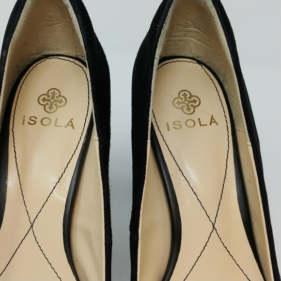 ISOLA Eleni Black Suede Leather Block Heels - Picture 8 of 8